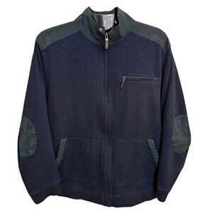 Tasso Elba Men's Navy Blue Elbow Patch Faux-Suede Trim Knit Jacket XXL